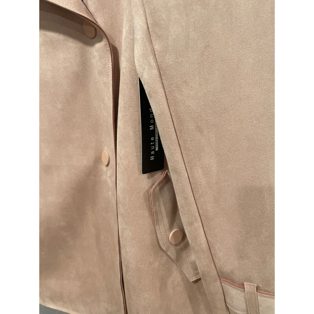 Blush Pink Large L Haute Monde Women's Juniors Casual Faux Suede Moto Jacket - Picture 6 of 9